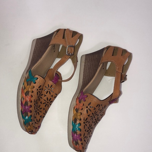 🌻 Huarache Leather Heeled Sandals Sz MEX26/US8 - Picture 7 of 8